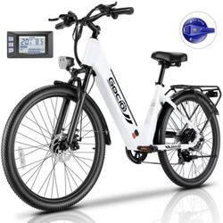 Gocio Peak 750W Electric Bike For Adults, 26" x 2.1" Step Thru Electric Bicycle, 48V 499Wh Waterproof Battery, Lockable Suspension Fork, LCD, Cruiser 