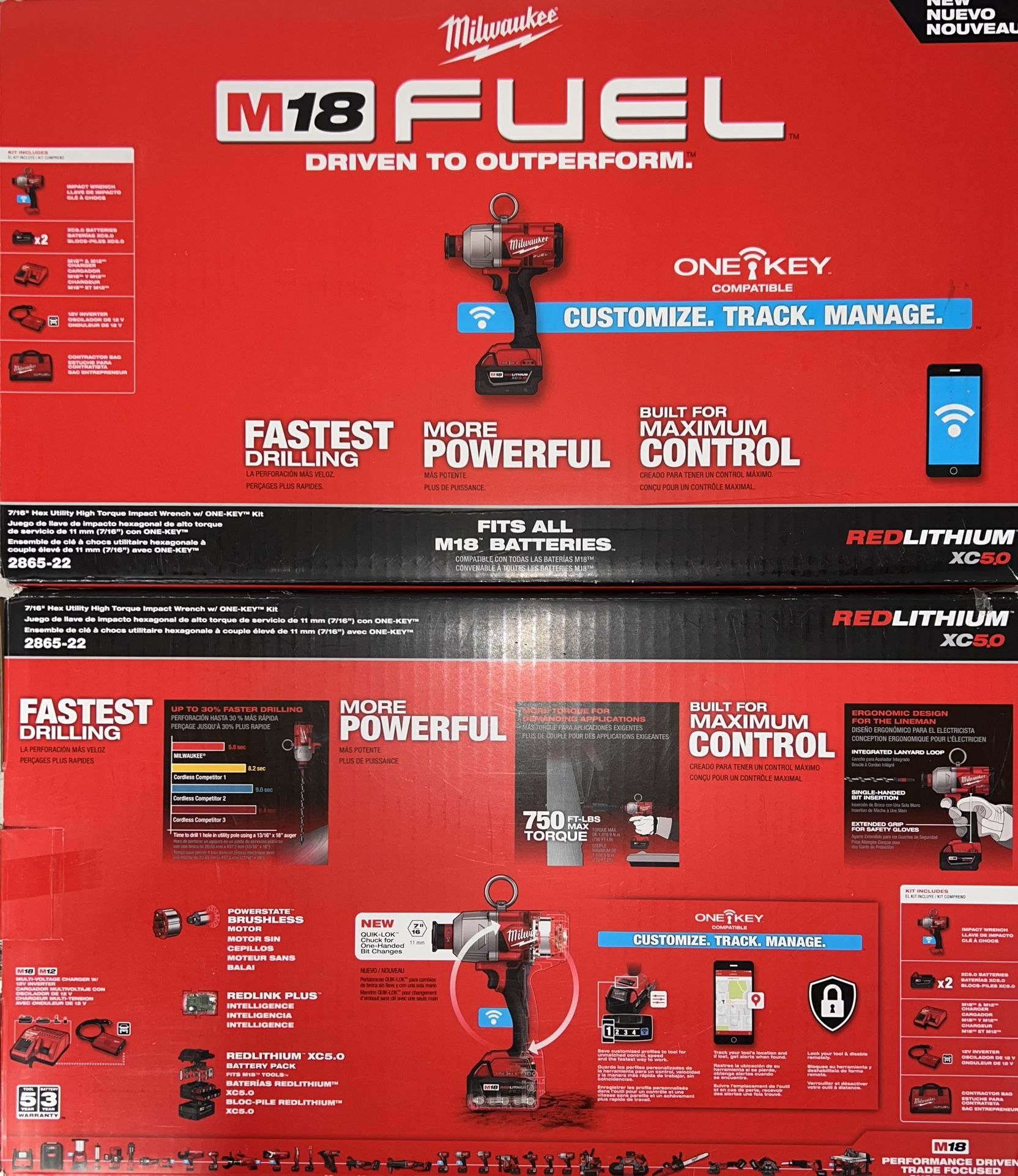 Milwaukee M18 Fuel 7/16” Hex Utility High Torque Impact Wrench Kit. Model #2865-22
