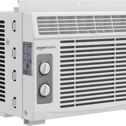 Amazon Basics 5000-BTU Small Window Air Conditioner, Up to 150 Sqf, Window AC Units with Cool and Fan Functions, Washable Filter, Adjustable Window Ki