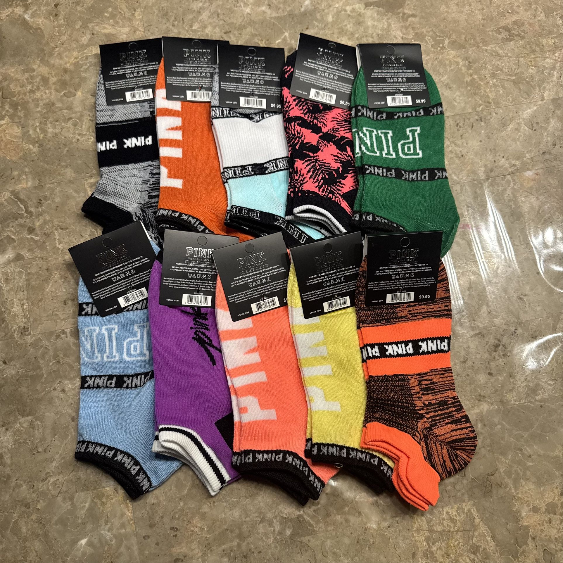 New Pink Victoria’s Secret Socks With tags New Pink socks 10 pairs included Victoria’s Secret Pink Size one size fits size Large 6-11