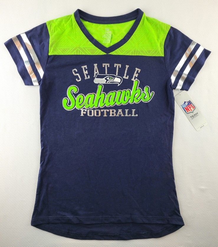 Seattle Seahawks Girl Shirt Burnout, Shimmer Accent M, L