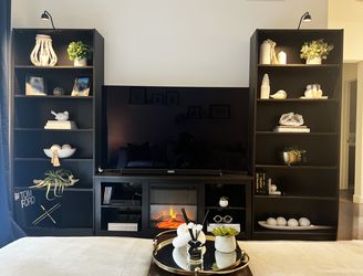 Three-piece Entertainment Center with Electric Fireplace