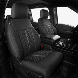 Custom for Ford F150 Seat Cover 2021 2022 2023 2024 2025 - Custom-Fit Full Set Leather Truck Seat Cover for 2021-2025 F150 XL/XLT/Lariat F150 Accessor
