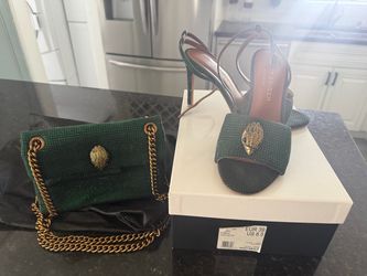 Kurt Geiger Green Crystal Embellished Heeled Sandals