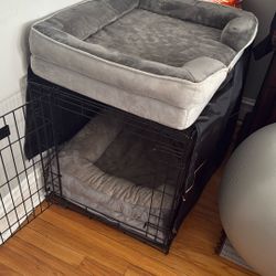 36 Inch Dog Crate With Two Memory Foam Beds