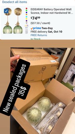 Vintage Battery Operated Wall Sconce Set of 2, Green Tulip Glass Lampshade Wireless 5300 mAh Rechargeable Battery Powered LED Wall Light with Remote D