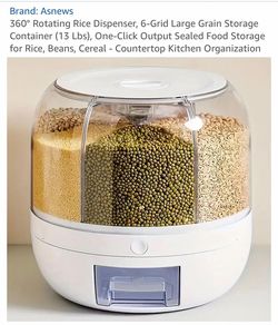 360° Rotating Grain & Rice Storage Dispenser – 6 Compartments