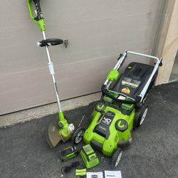 Green works Mower And Weed Wacker 