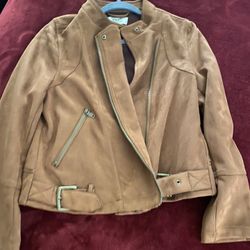 Faux Suede Jacket Tan