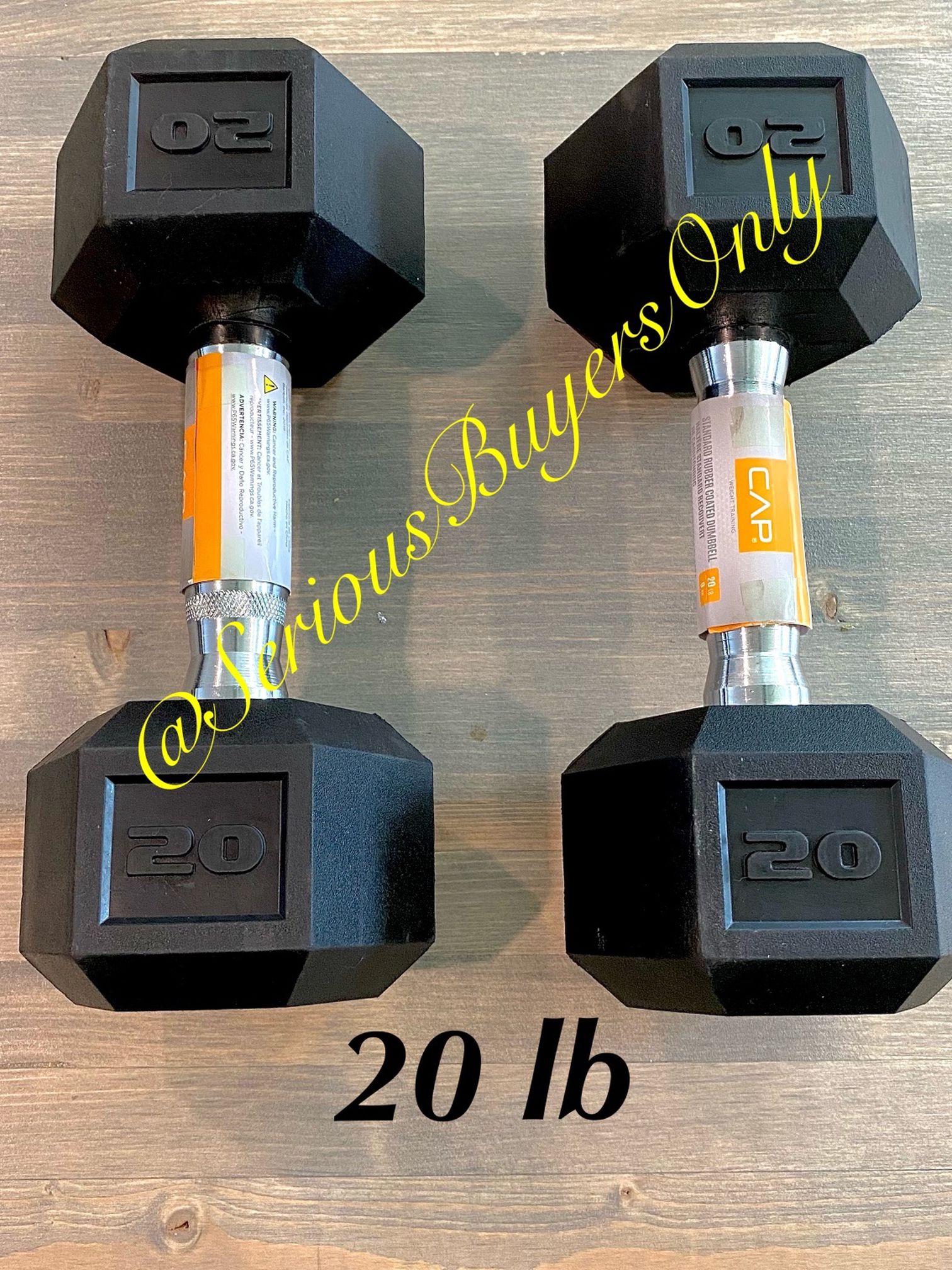 Pair Of 20 Lb Dumbbell Weights (gym and exercise Equipment Fitness )