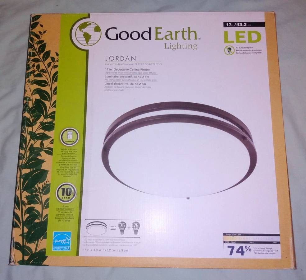 Good Earth Lighting Jordan 17-in Bronze Integrated LED Ceiling Light
