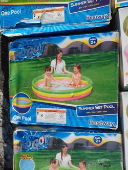 Kids round inflatable 3ring pool