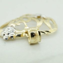 Womens 14K Yellow Gold MoM Heart Charm Pendant  #22757