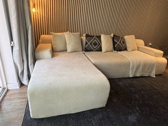 Beige Sectional Sofa Couch, L-shape