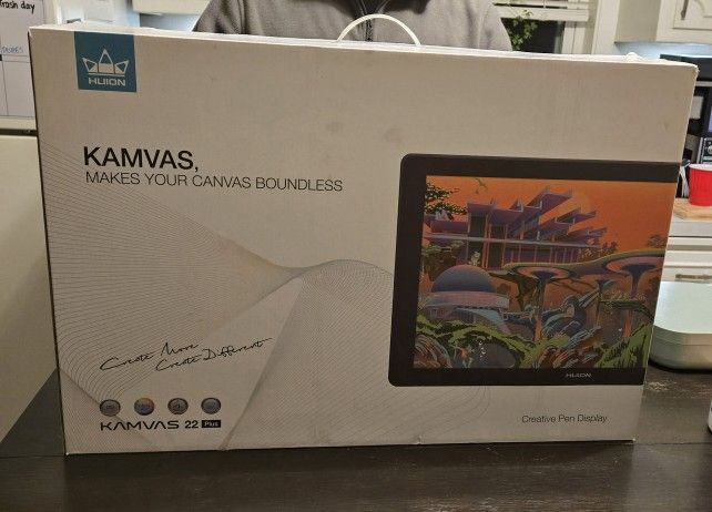 Huion Kamvas 22 Plus Drawing Tablet w/ Pen, Stand, Keydial Mini + Extras – Like New