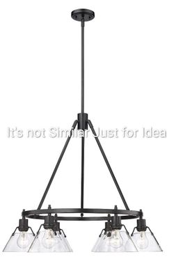 (Brand New in Box)  Clear Orwell Glass 8-Light 28" Wide Black Ring Chandelier (Note: the Assembled Picture not Available) /A12-CH-5913