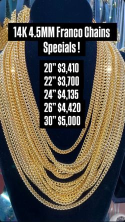 14K 4.5MM Franco Chain 