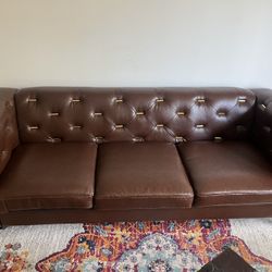Chesterfield Faux Leather Sofa