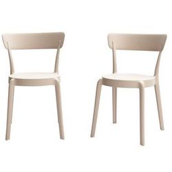⭐️SET OF 2 ⭐️ Amazon Basics Premium Plastic Beige Armless Bistro Dining Patio Chair ⭐️NEW IN BOX⭐️