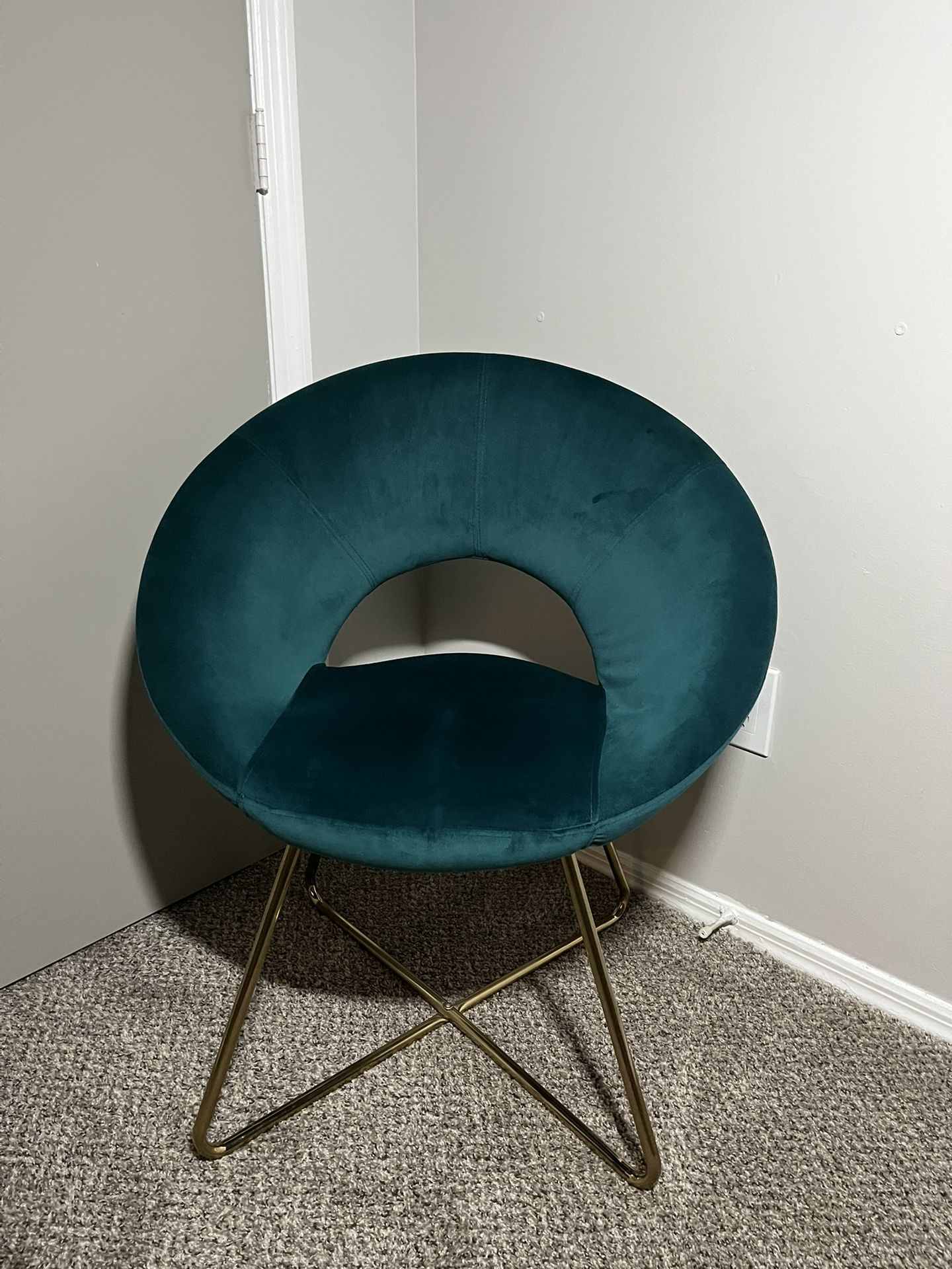 Velvet Arm Chair, Atrovirens Modern Accent, Mid-Century Style 