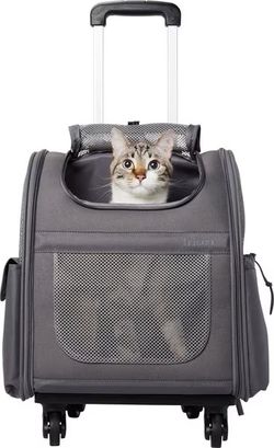 Rolling 4 wheeled pet dog cat carrier backpack
