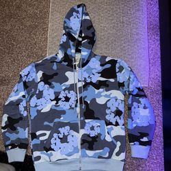 Men’s Small Denim Tear Zip Up