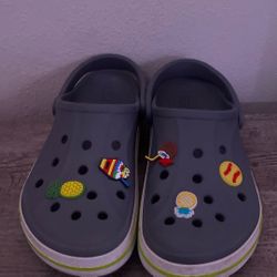Gray Crocs w/ Charms – Good Condition