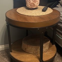 Set of Two Large Industrial Style End Tables 