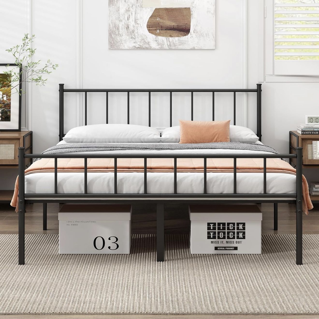 New Queen Bed Frame-Classic Metal Platform Bed Frame,Mattress Foundation with Steel Slat Support