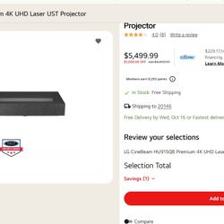 LG CineBeam HU915QB Premium 4K UHD Laser UST Projector
