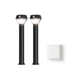 Smart Lighting Motion Activated Outdoor Solar Integrated LED Black Pathlight 2 Pack