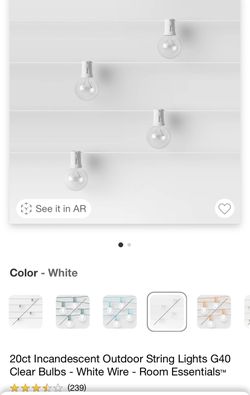 20ct Incandescent Outdoor String Lights G40 Clear Bulbs - White Wire - Room Essentials™