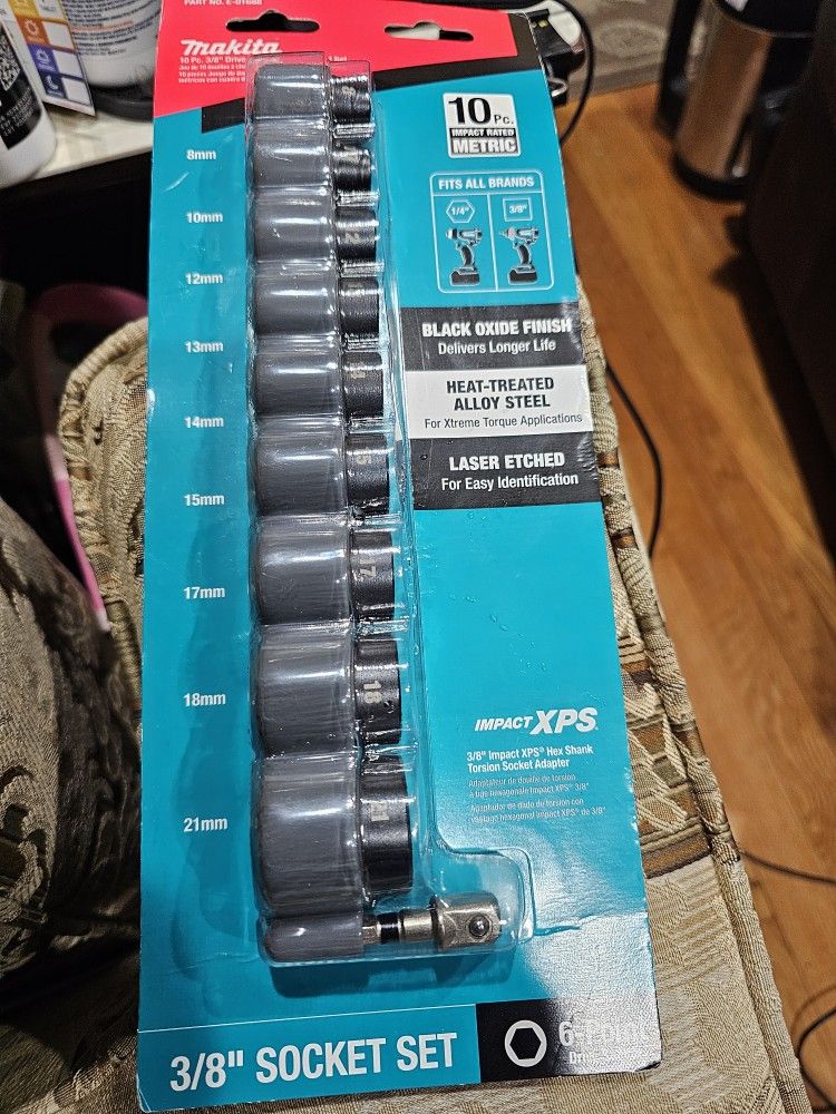 Makita Impact Xps 10 Piece 3/8 Inch Drive 6-Point Metric Impact Socket Set