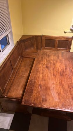 kitchen table and bench set with storage