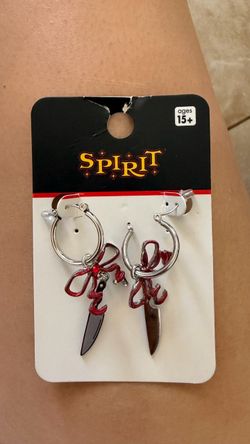 Spirit Halloween Knife & Bow Hoop Earrings