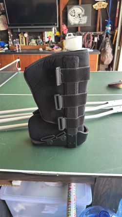 Walking boot and crutches