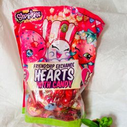 18 SHOPKINS FRIENDSHIP EXCHANGE HEARTS WITH CANDY NEW