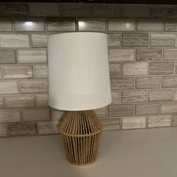 Mainstays Mini Rattan Table Lamp with Shade 12.75"H- Natural Color Finish and Boho Style