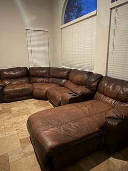 Genuine Italian Leather Sectional Sofa – Large L-Shaped Reclining Set