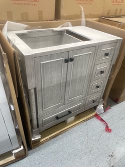 Bathroom vanity cabinet 36” solid mango Quartz top with sink and backsplash