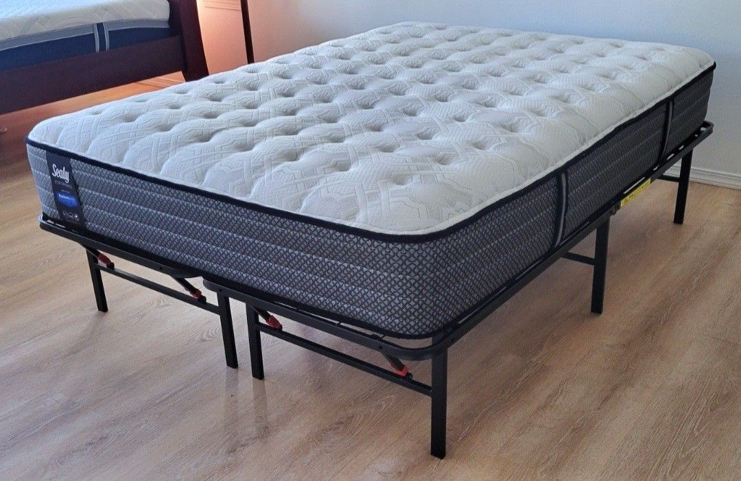 Newer Full Sealy Posturepedic Performance 11" Mattress with Zinus Smartbase Platform Bed Frame