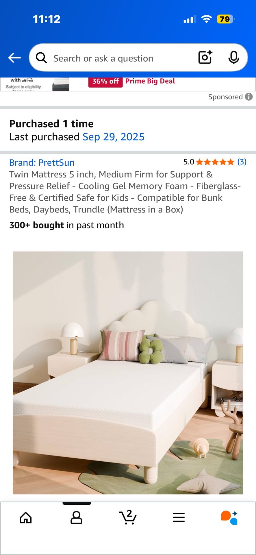 Twin Mattress Used 1 Night