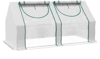 Outsunny 6' x 3' x 3' Portable Greenhouse, Garden Green House with 2 PE/Plastic Covers, Steel Frame and 2 Roll Up Windows, Clear=Q2-368