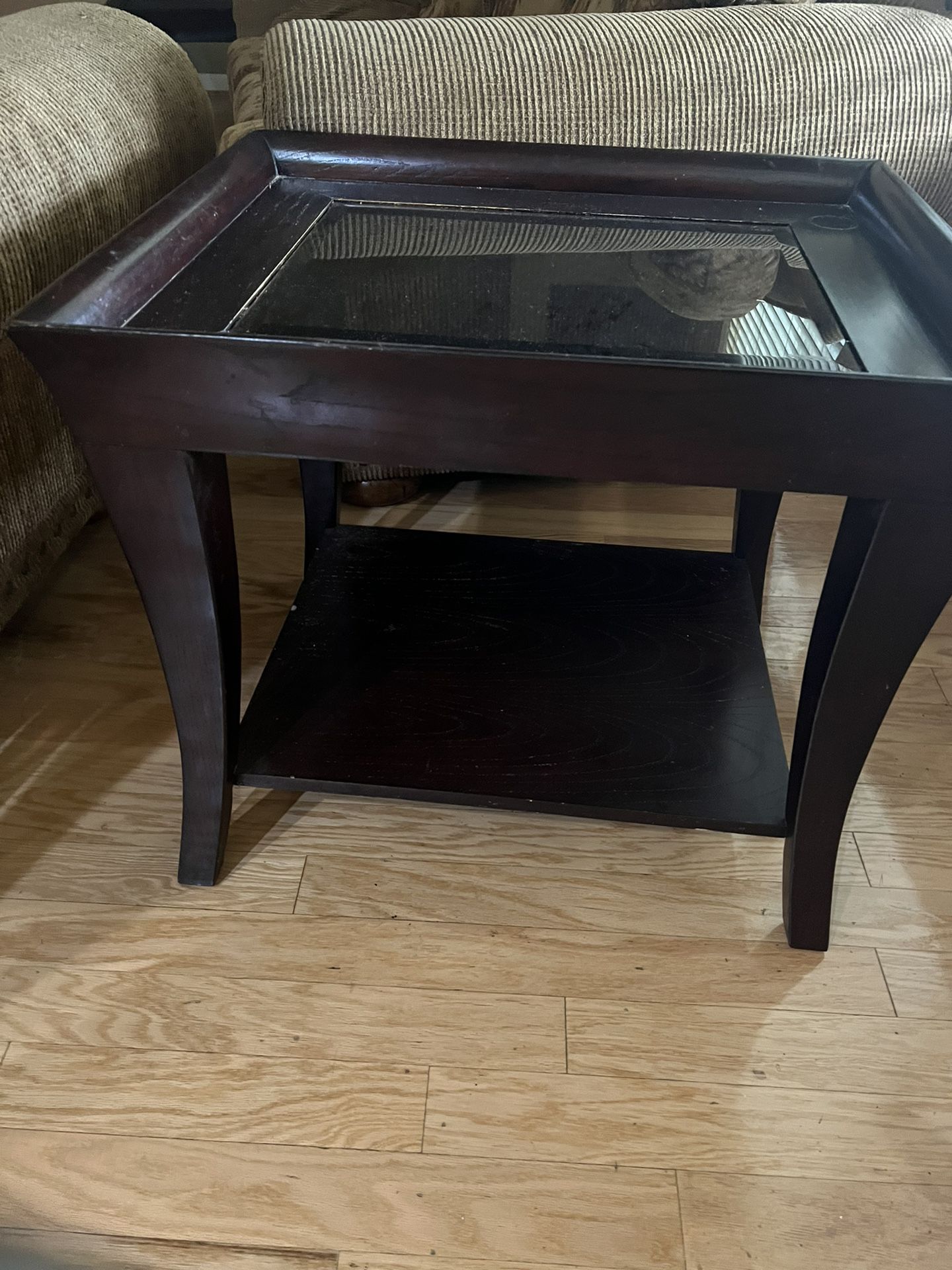 Cherry Wood and Glass end Table