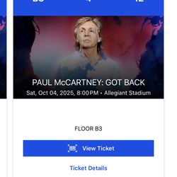Paul McCartney Allegiant Stadium 10/4 - 2 Floor Tix Face Value