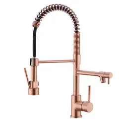 LAIFUCAM Classical Copper Kitchen Faucet with Pull Down Sprayer Rose (RETAILS OVER 490.00)
