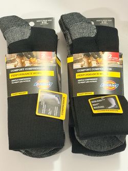 Dickies Light Comfort Compression Men's OTC Socks 121050, 4 Pair BLK 6-12