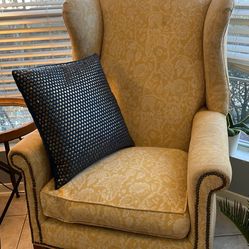 Vintage Yellow Wingback Chair By Hooker Furniture 