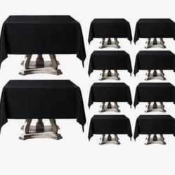 Square Tablecloth 52 X 52 Inch Black 10 Pack Tablecloths StainWrinkle Resistant Washable Polyester Table Cloths For Holiday Buffet