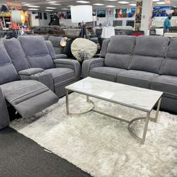Gorgeous Grey Power Reclining Sofa&Loveseat On Sale Now $1499🚨